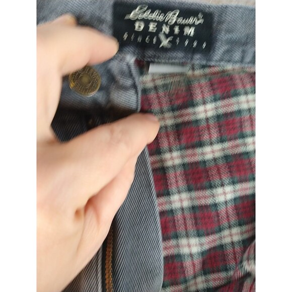 Eddie Bauer Black Denim Jeans Flannel Lined Men's 36 x 34 Faded Straight Leg - Picture 3 of 10